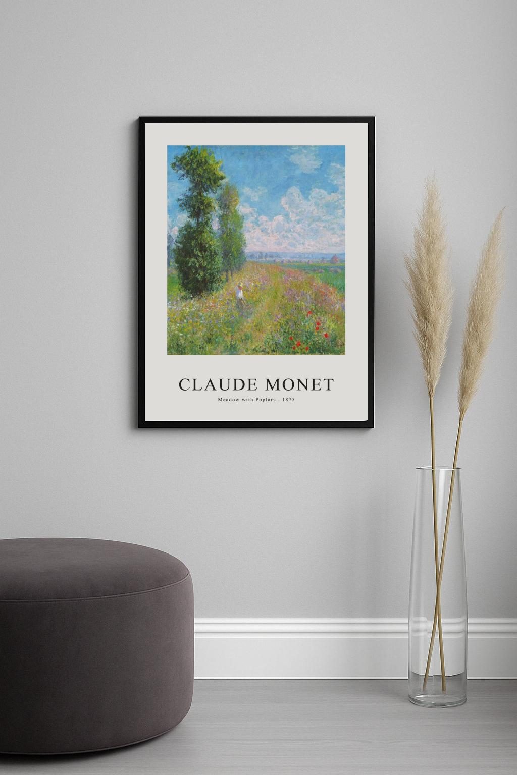 Meadow with Poplars Poster