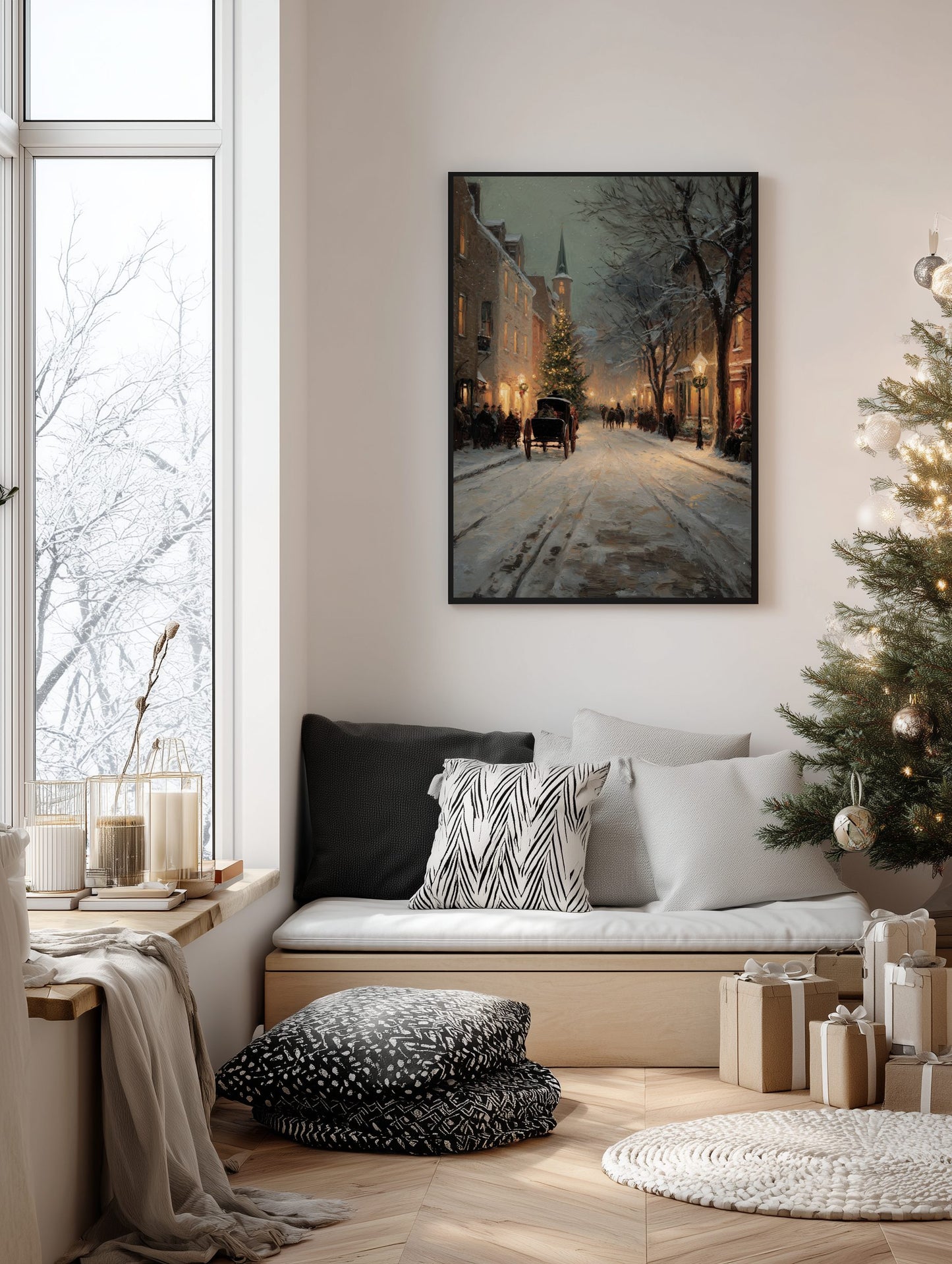 Vintage Christmas Street Poster