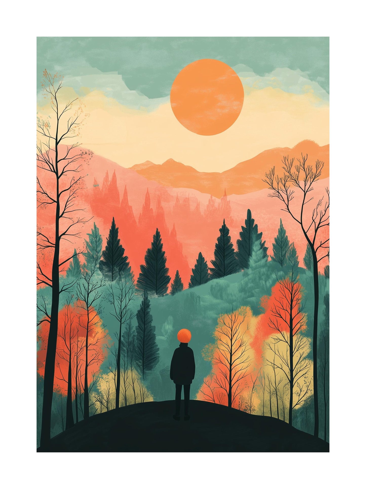 scandinavian landscape decorative wall art - modern poster for home or office