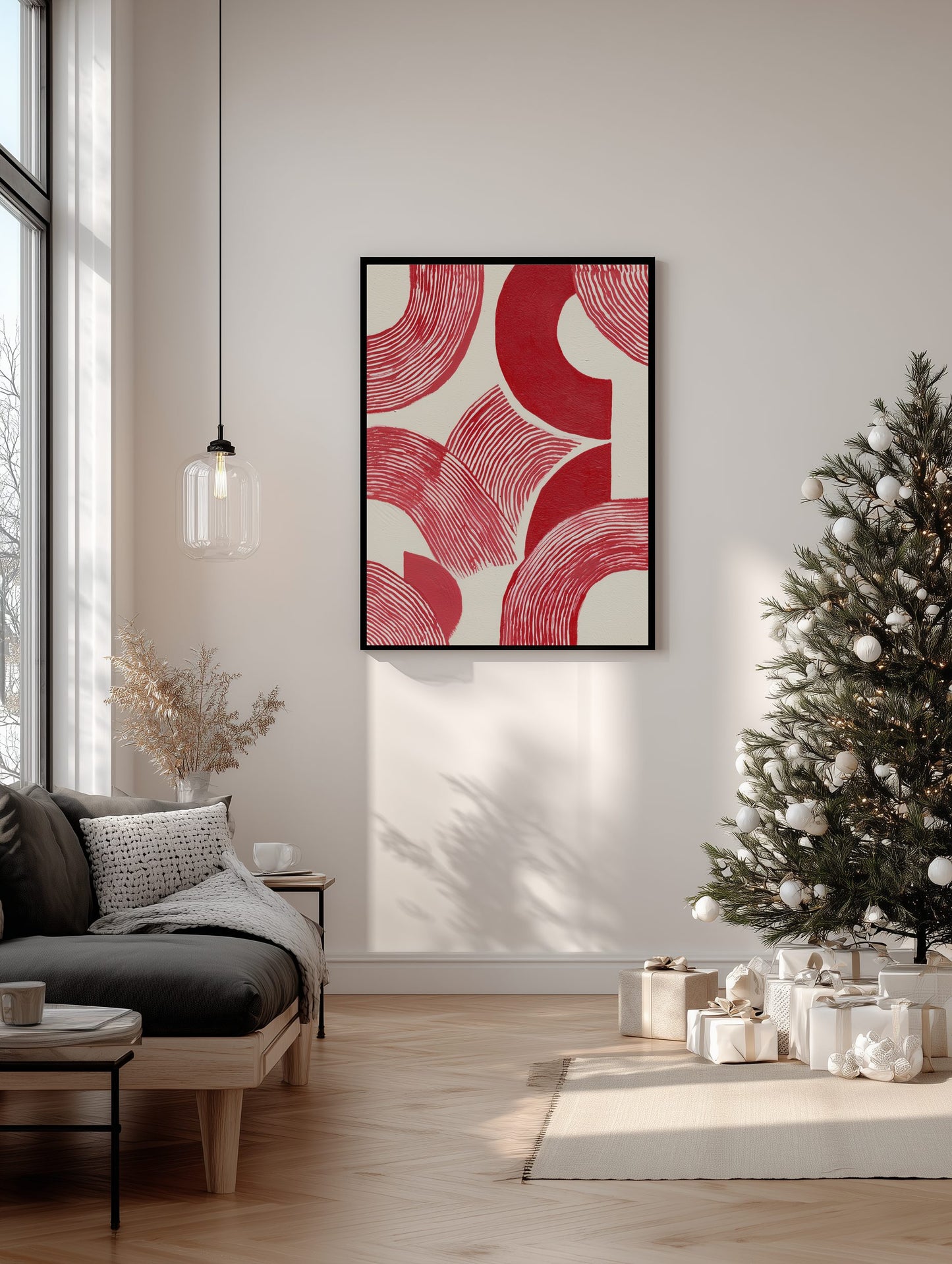 Red Abstract Holiday Lines Poster