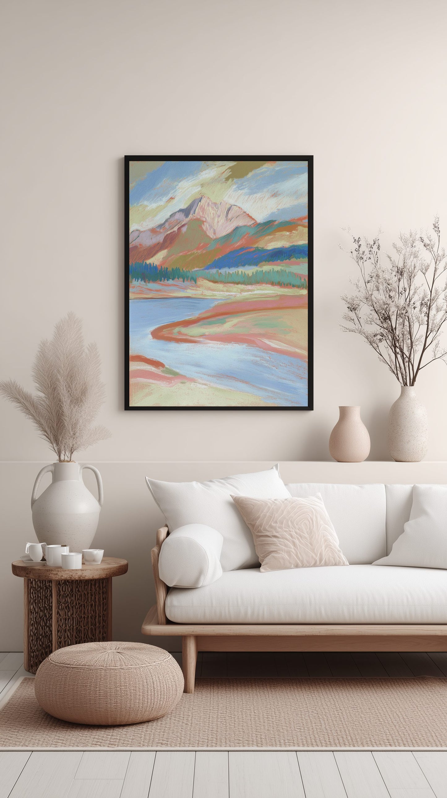 Mountain River View Poster