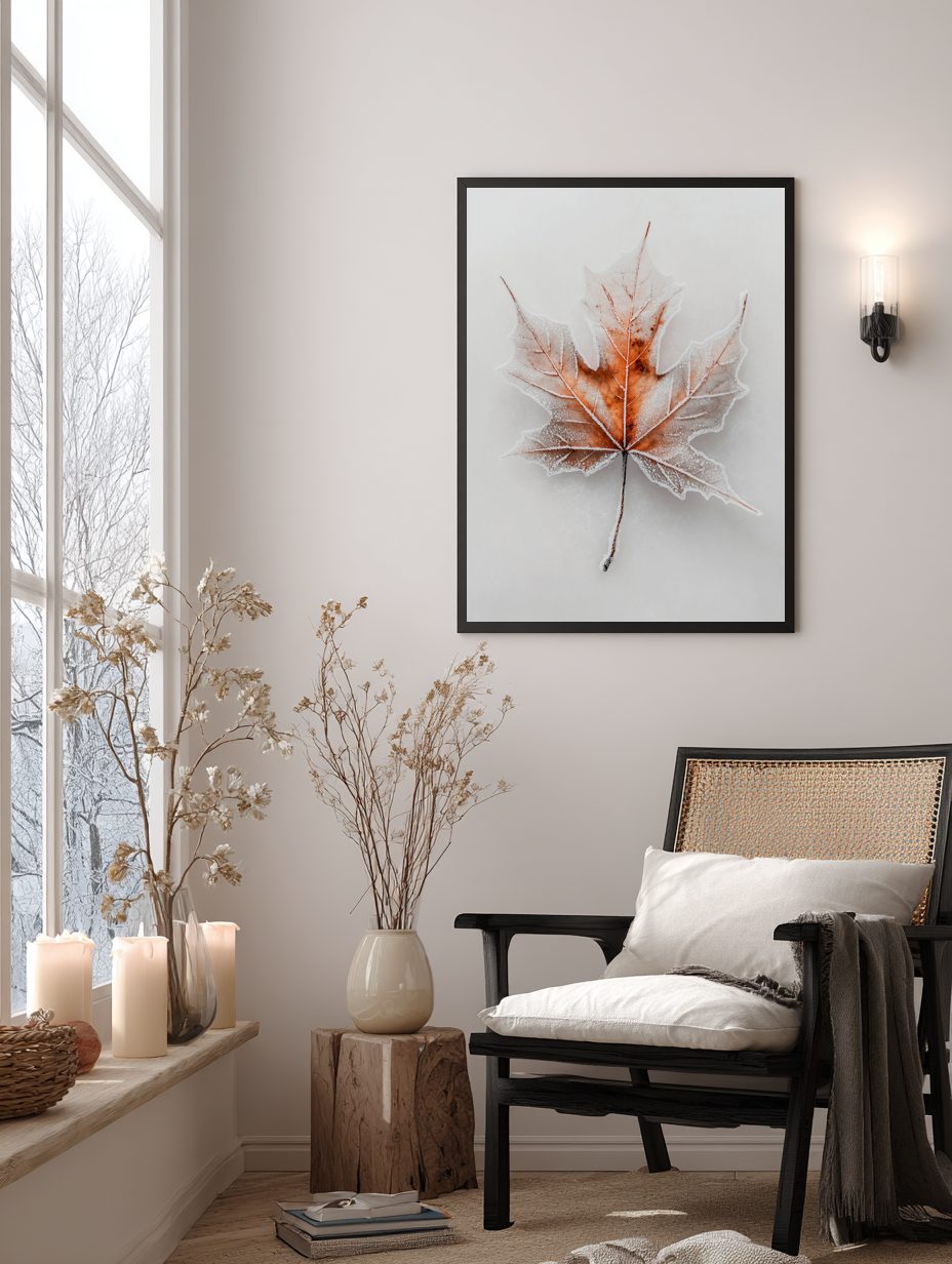 Frosted Maple Leaf Poster