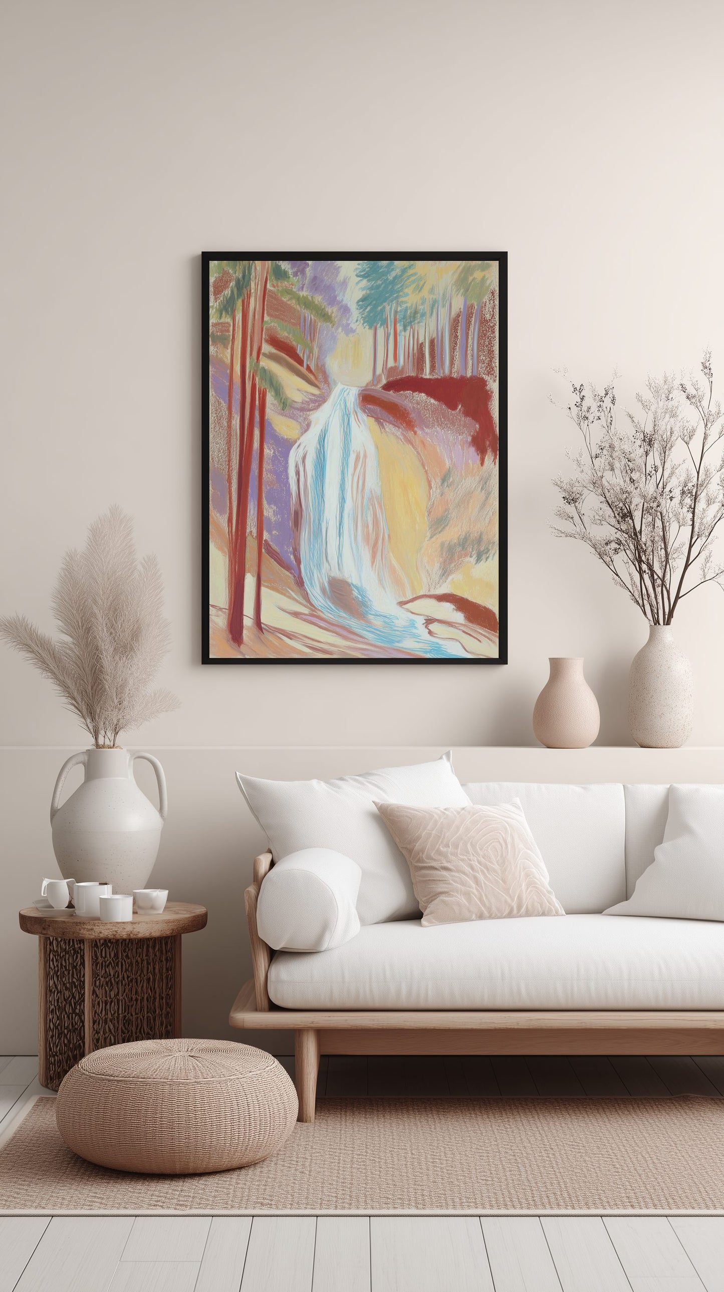 Forest Waterfall Serenity Poster