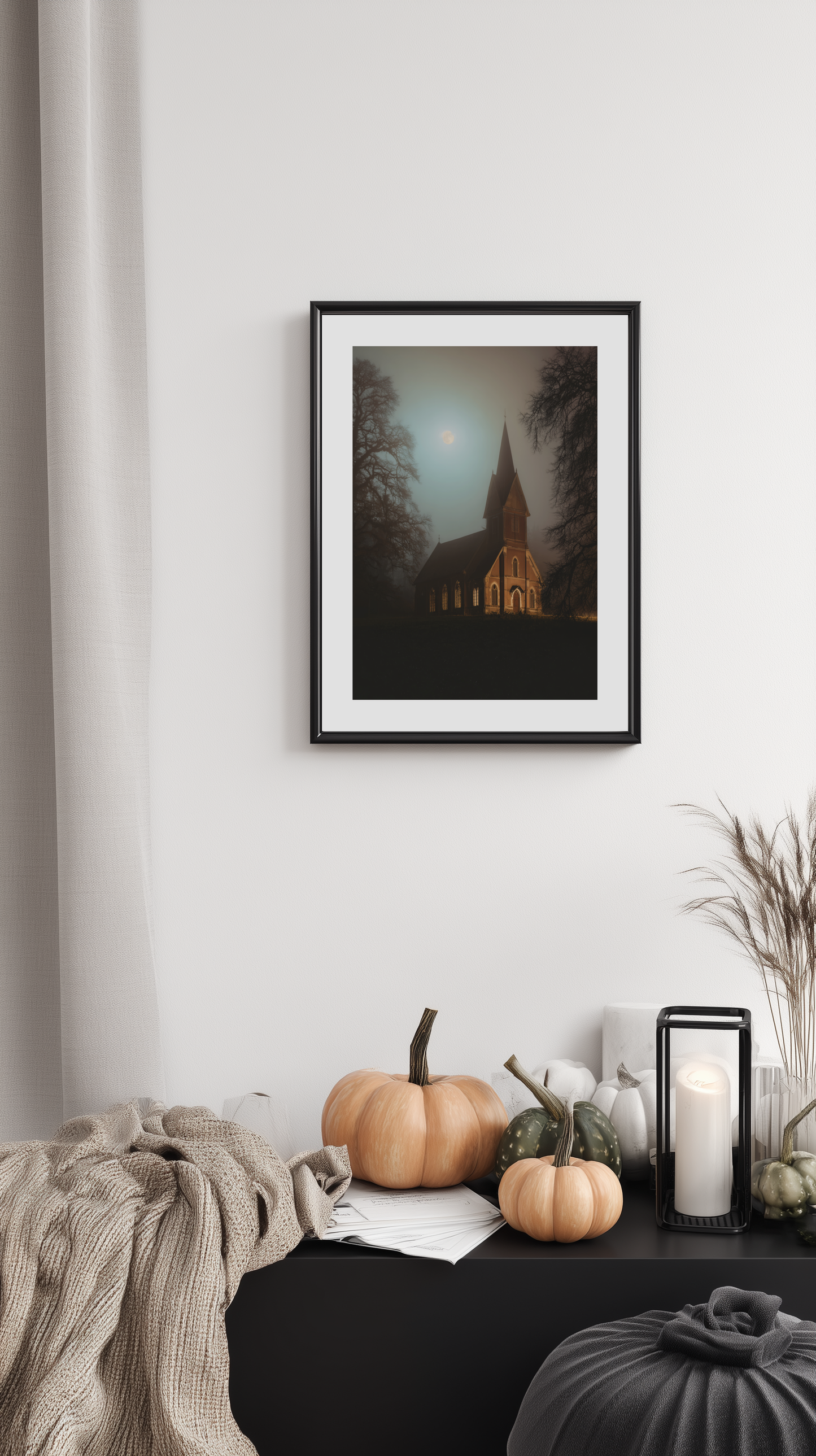 Moonlit Haunted Church Poster
