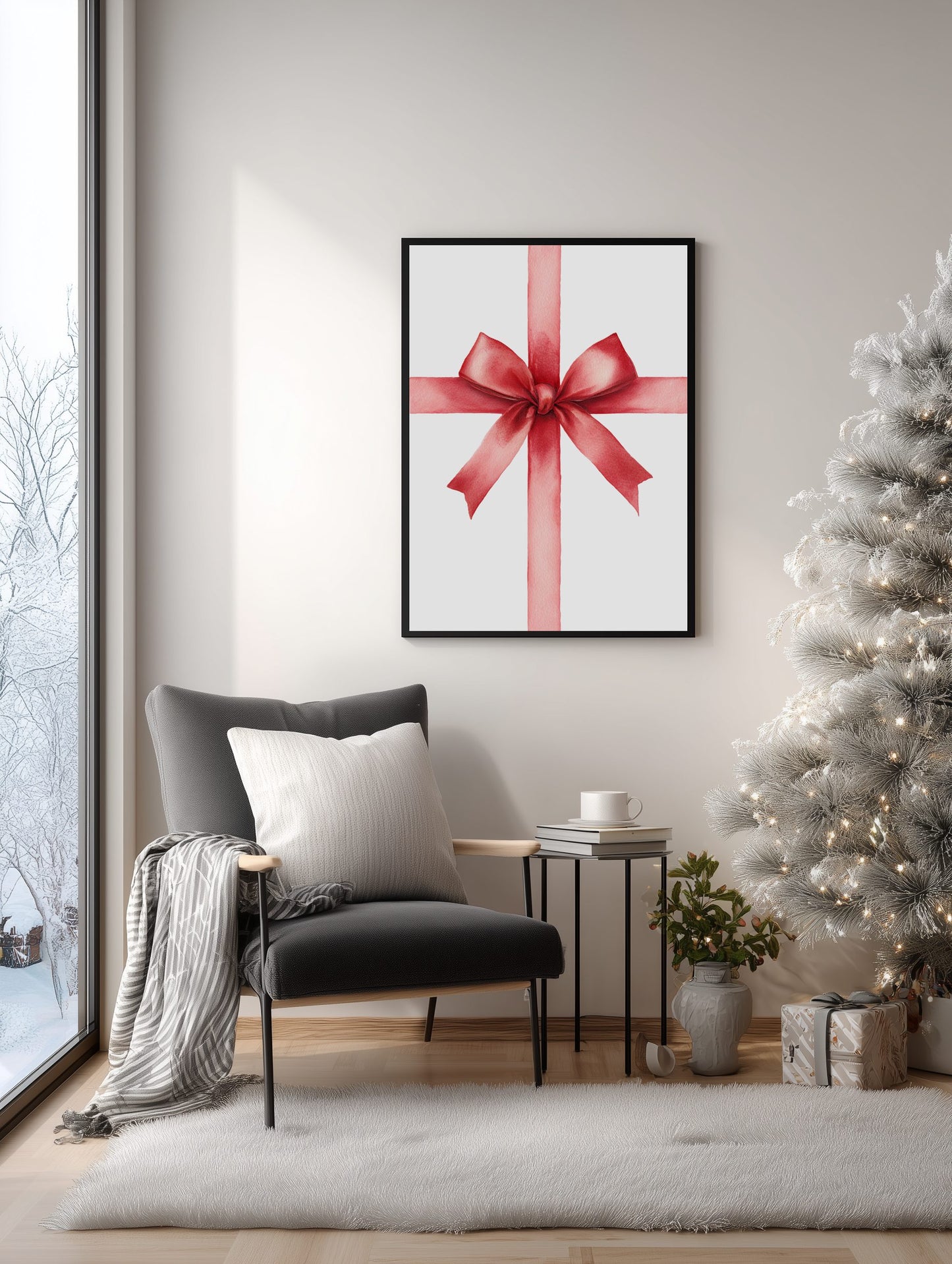 Red Christmas Ribbon Poster