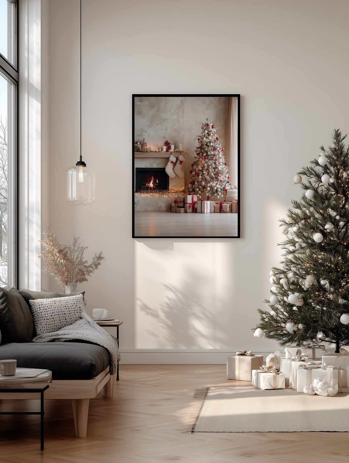 Cozy Christmas Living Room Poster