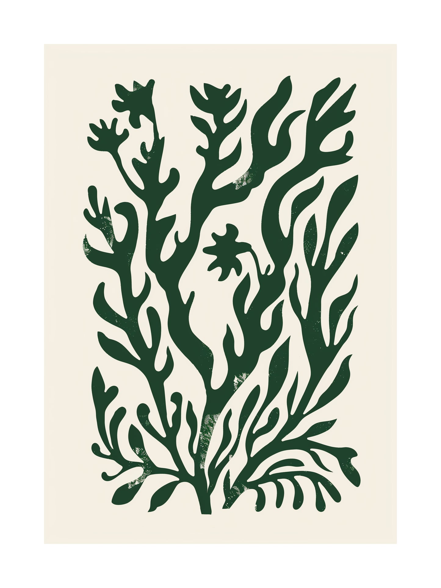 Green and white abstract botanical poster – modern floral wall art for home or office