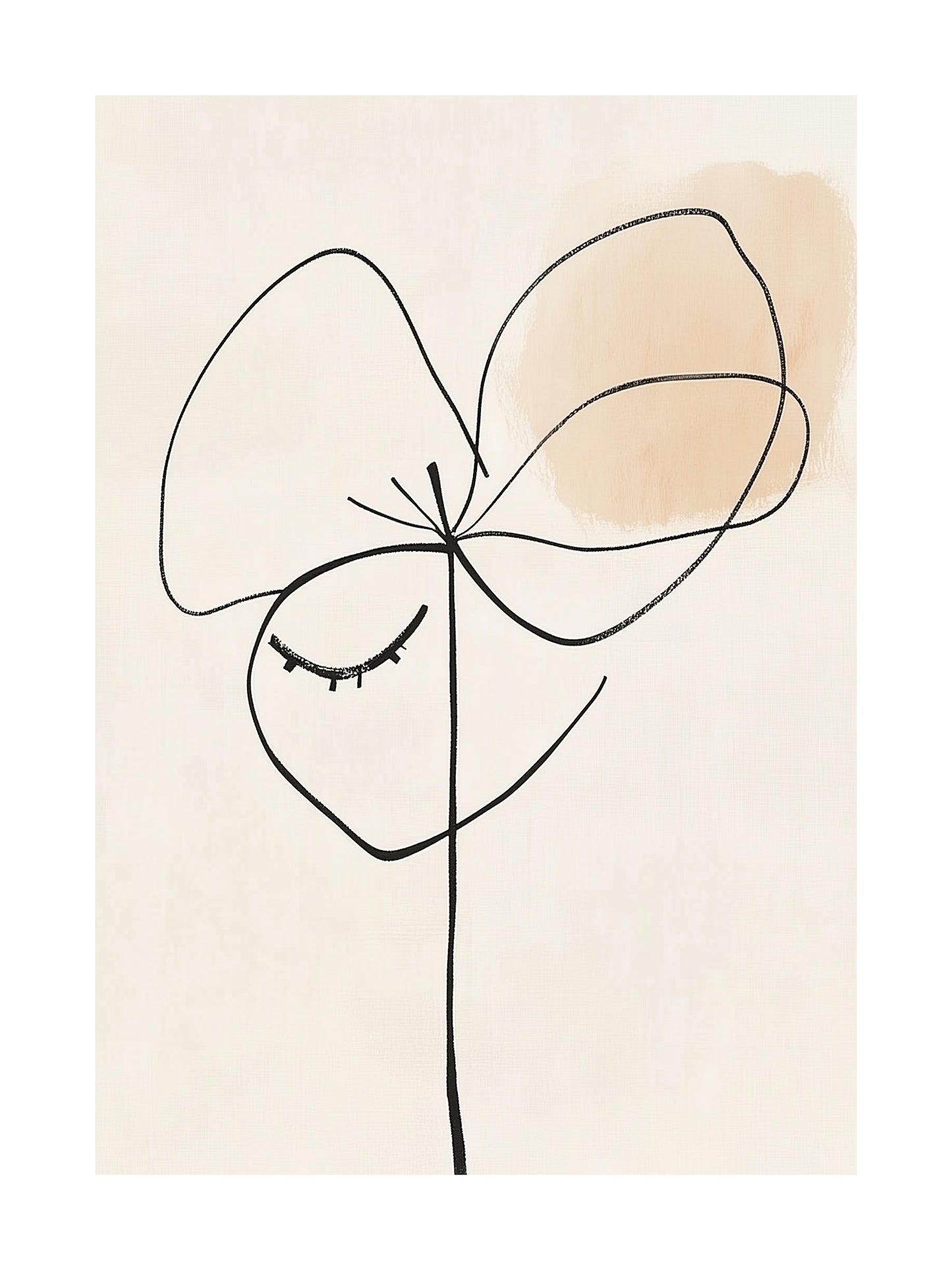 Minimalist line flower poster with closed eyes – stylish and soothing wall art