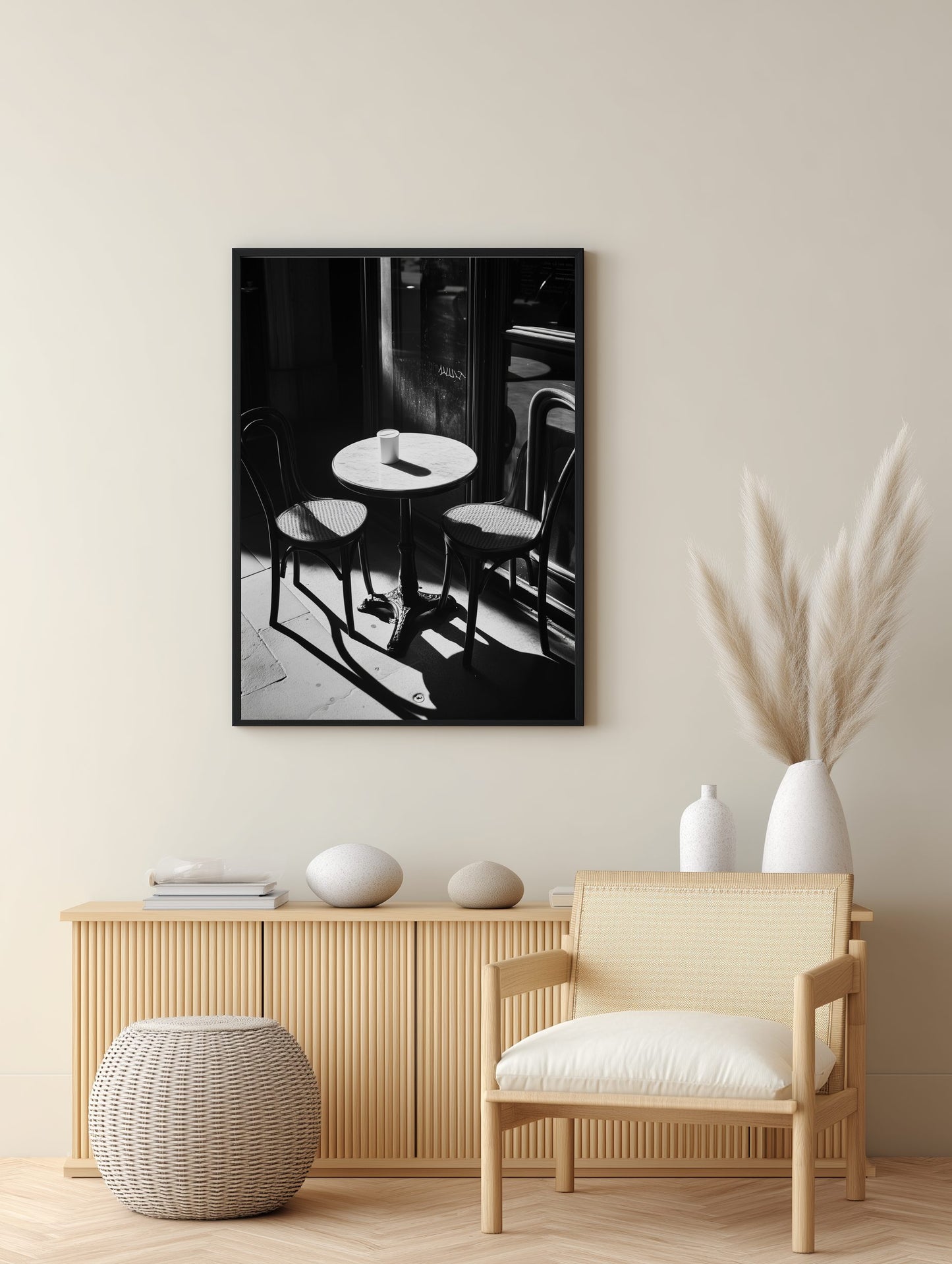 Parisian Café Shadows Poster
