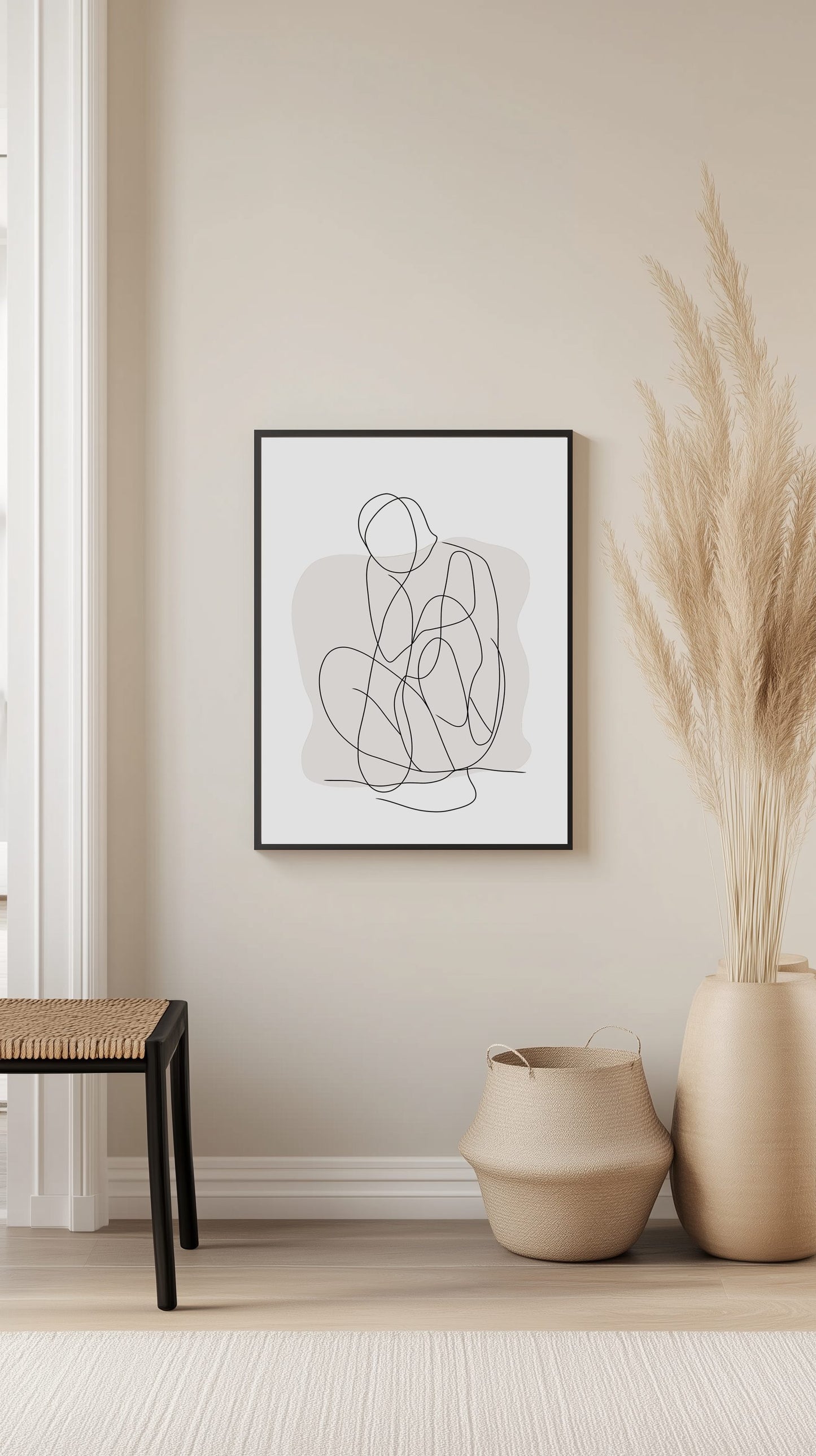 Crouching Figure Line Art Poster