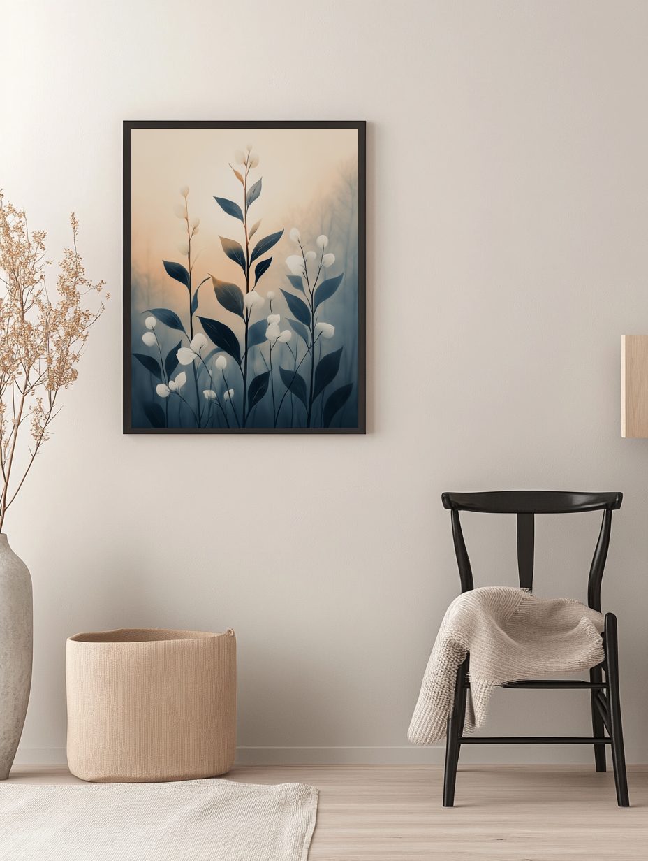 Scenic Morning Mist with Petals Poster