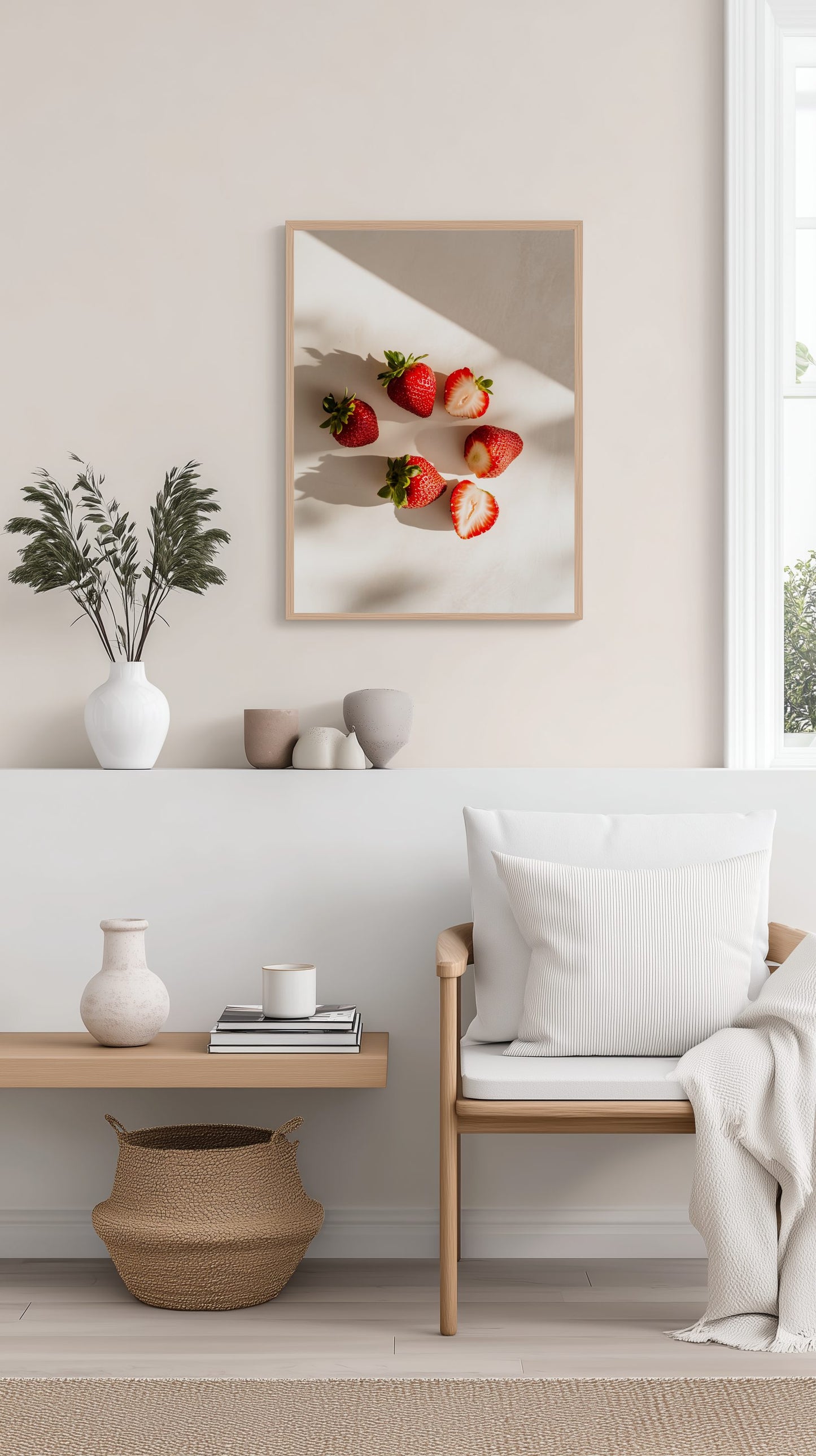 Strawberries on White Surface Poster