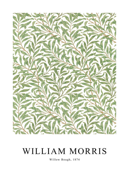 Poster of Willow Bough by William Morris, featuring green leafy branches in a natural flowing pattern.