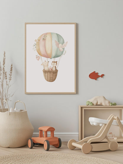 Hot Air Balloon Animal Poster