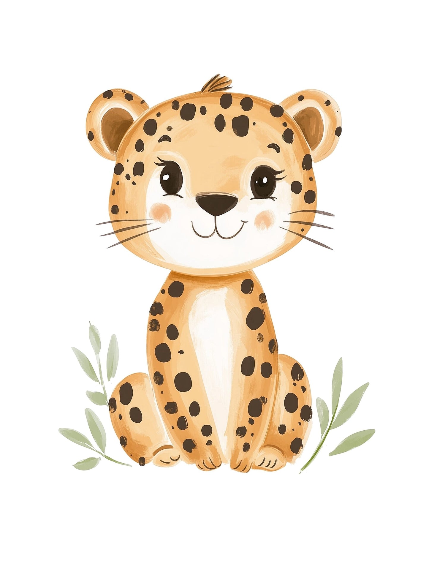 baby leopard jungle kids wall art - playful poster for nursery or children's room
