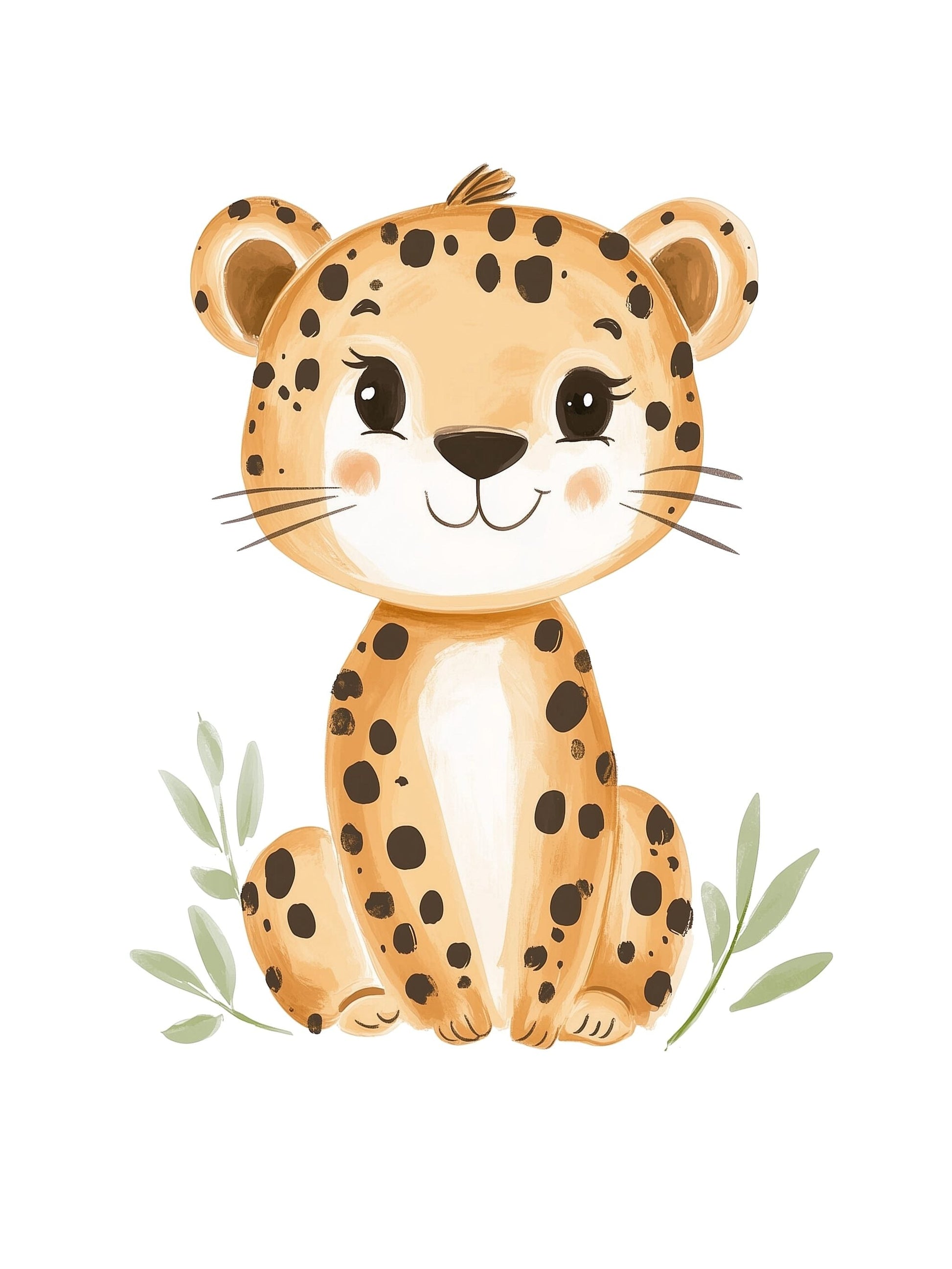 baby leopard jungle kids wall art - playful poster for nursery or children's room