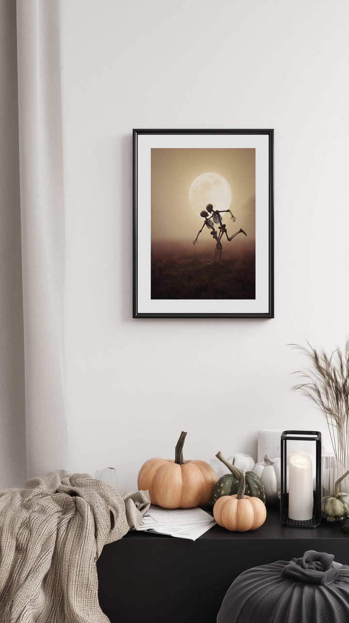 Skeleton Lovers Under the Full Moon Poster