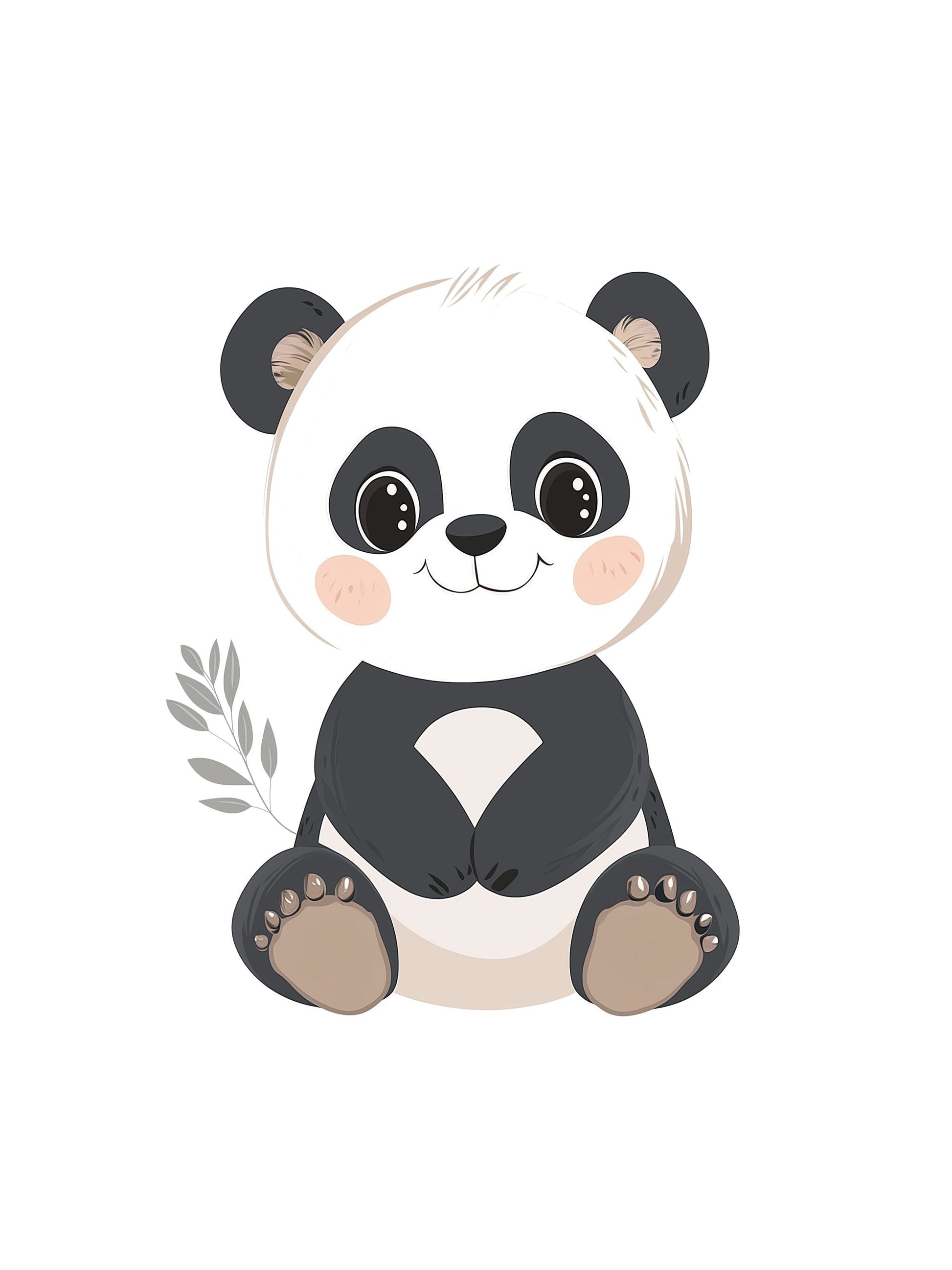 cute panda kids wall art - playful poster for nursery or children's room