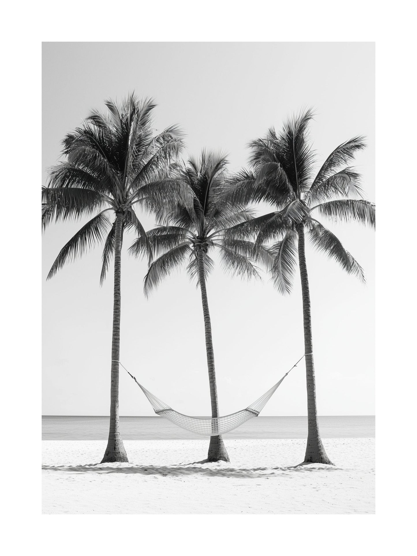 Palm trees and hammock on beach - minimalist tropical poster