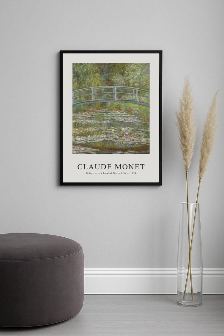 Bridge over a Pond of Water Lilies Poster