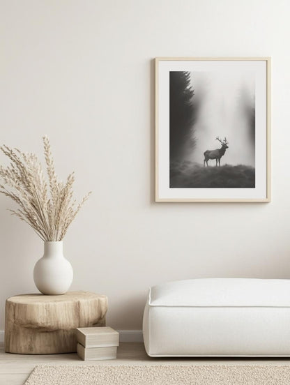 Misty Forest Stag Poster