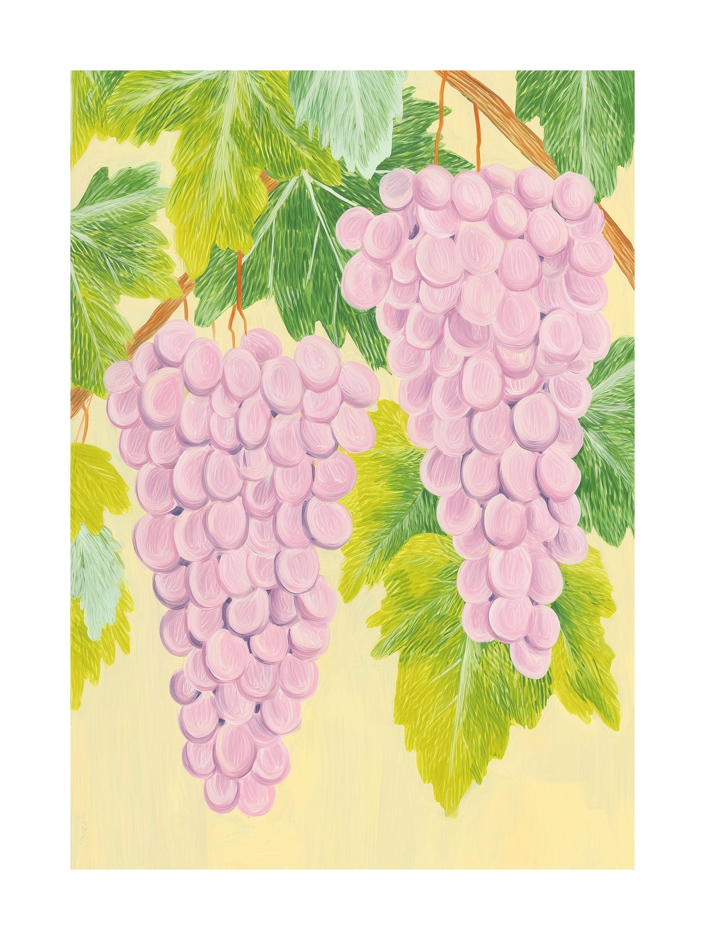 Poster of pink Vespa scooter on yellow-striped background