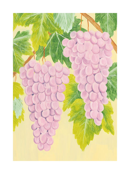 Poster of pink Vespa scooter on yellow-striped background