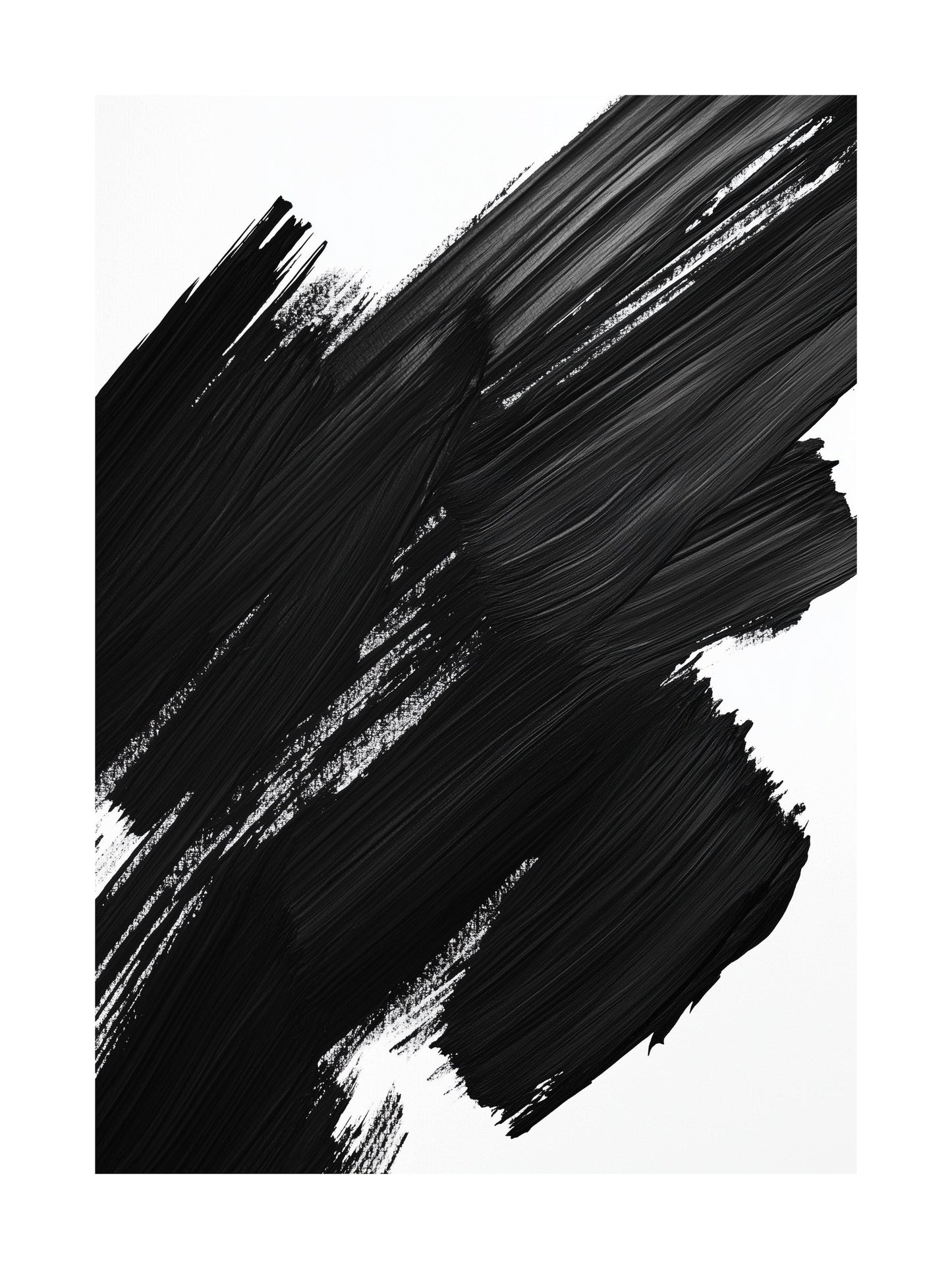 Bold abstract black brush strokes on a white background