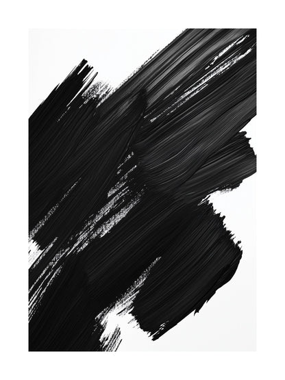 Bold abstract black brush strokes on a white background