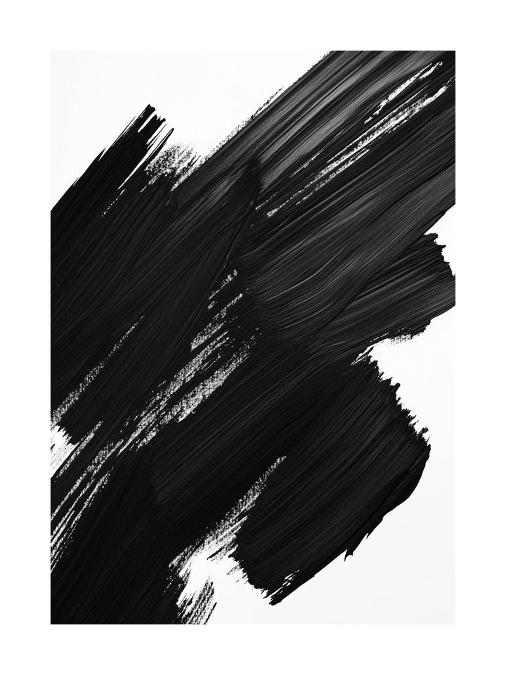 Bold abstract black brush strokes on a white background