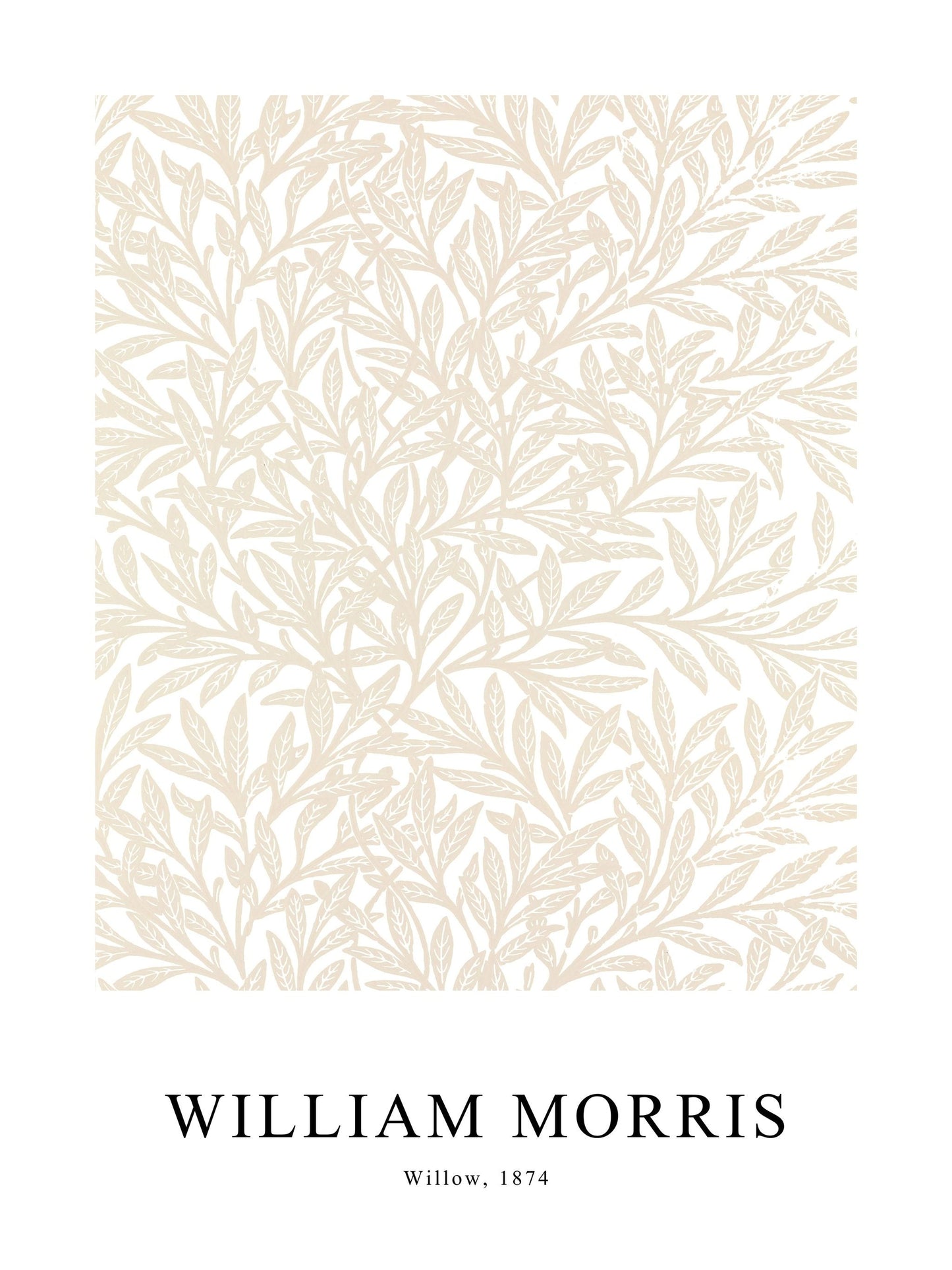 Poster of Willow by William Morris in beige, with light, elegant leafy branches.
