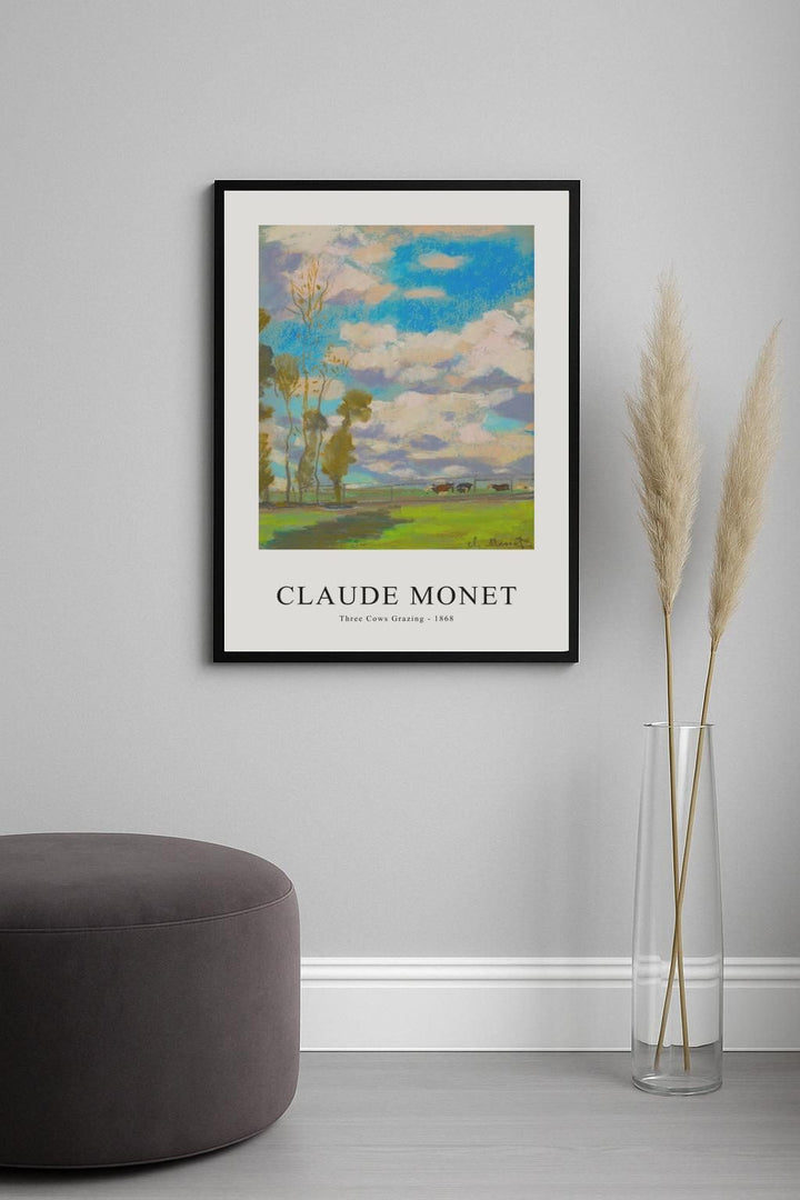 Three Cows Grazing Poster