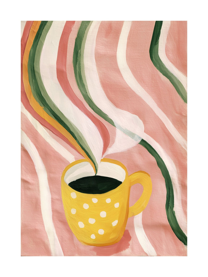 Poster of green-striped desert dunes under golden sun