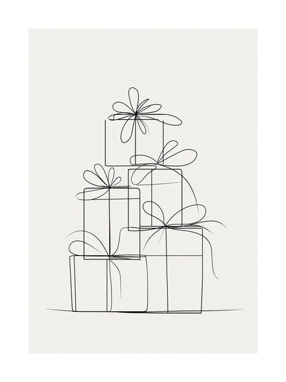 Line Art Christmas Gifts Poster