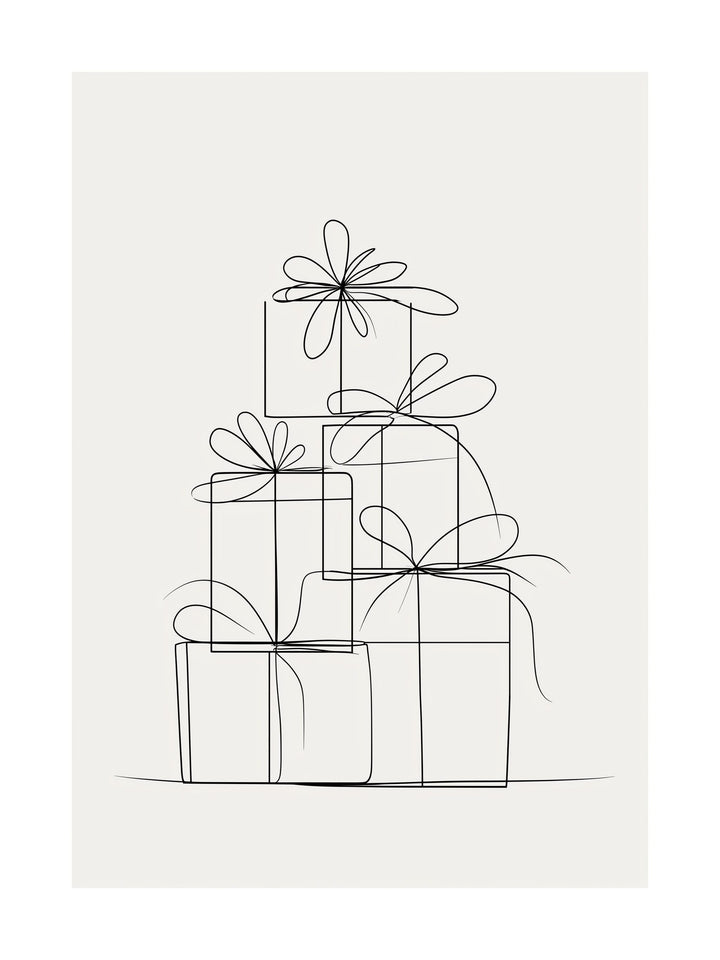 Line Art Christmas Gifts Poster