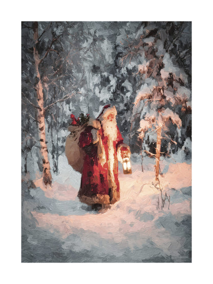 Santa with Lantern Poster