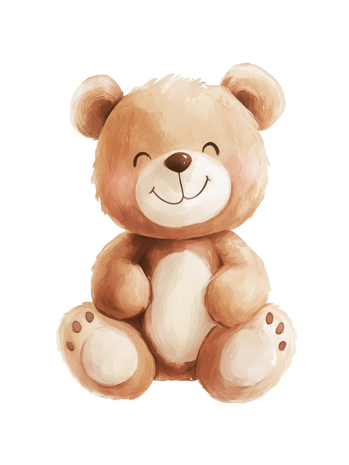smiling teddy bear kids wall art - playful poster for nursery or children's room