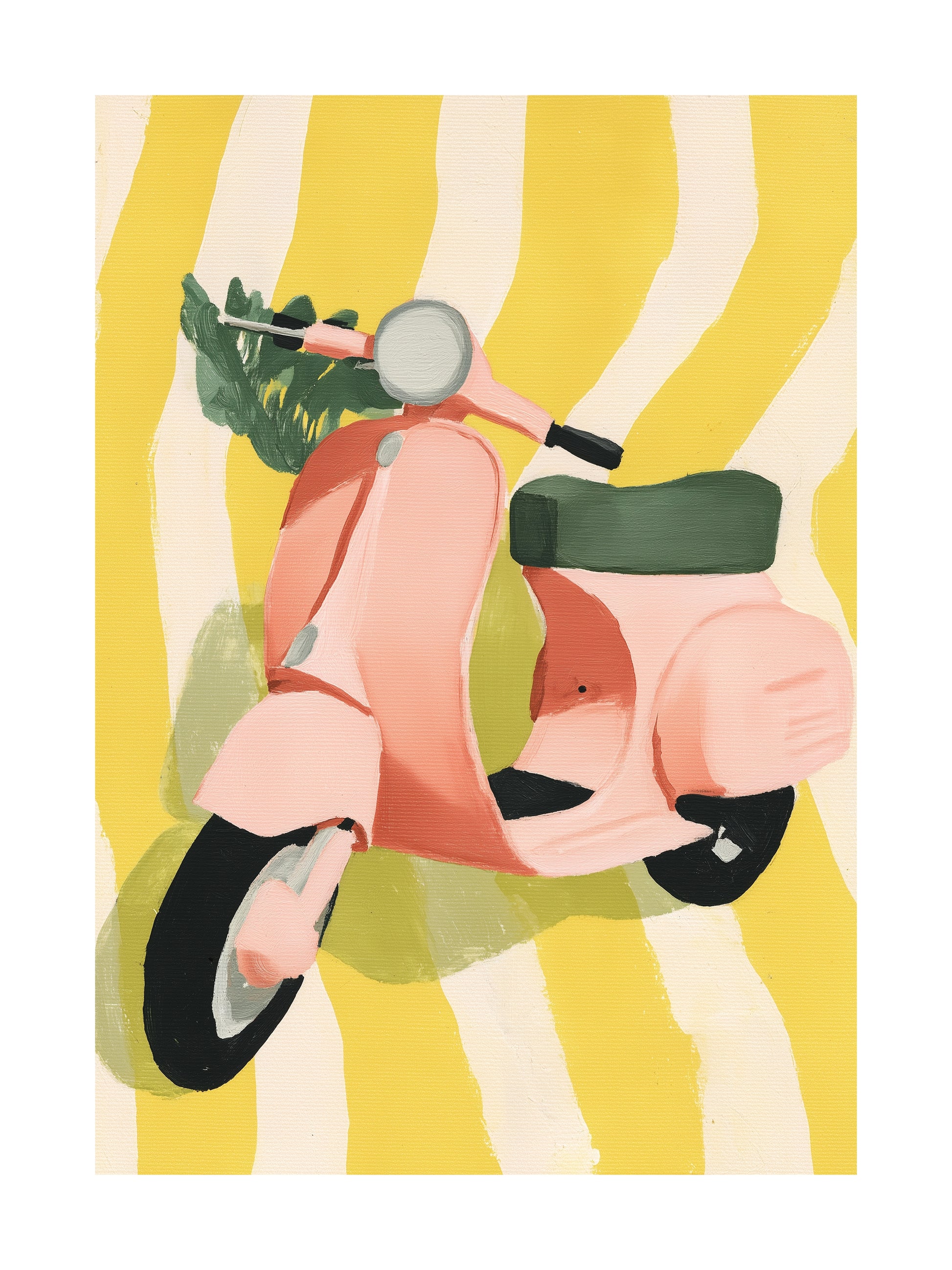 Poster of stylish woman surrounded by strawberries at a yellow table
