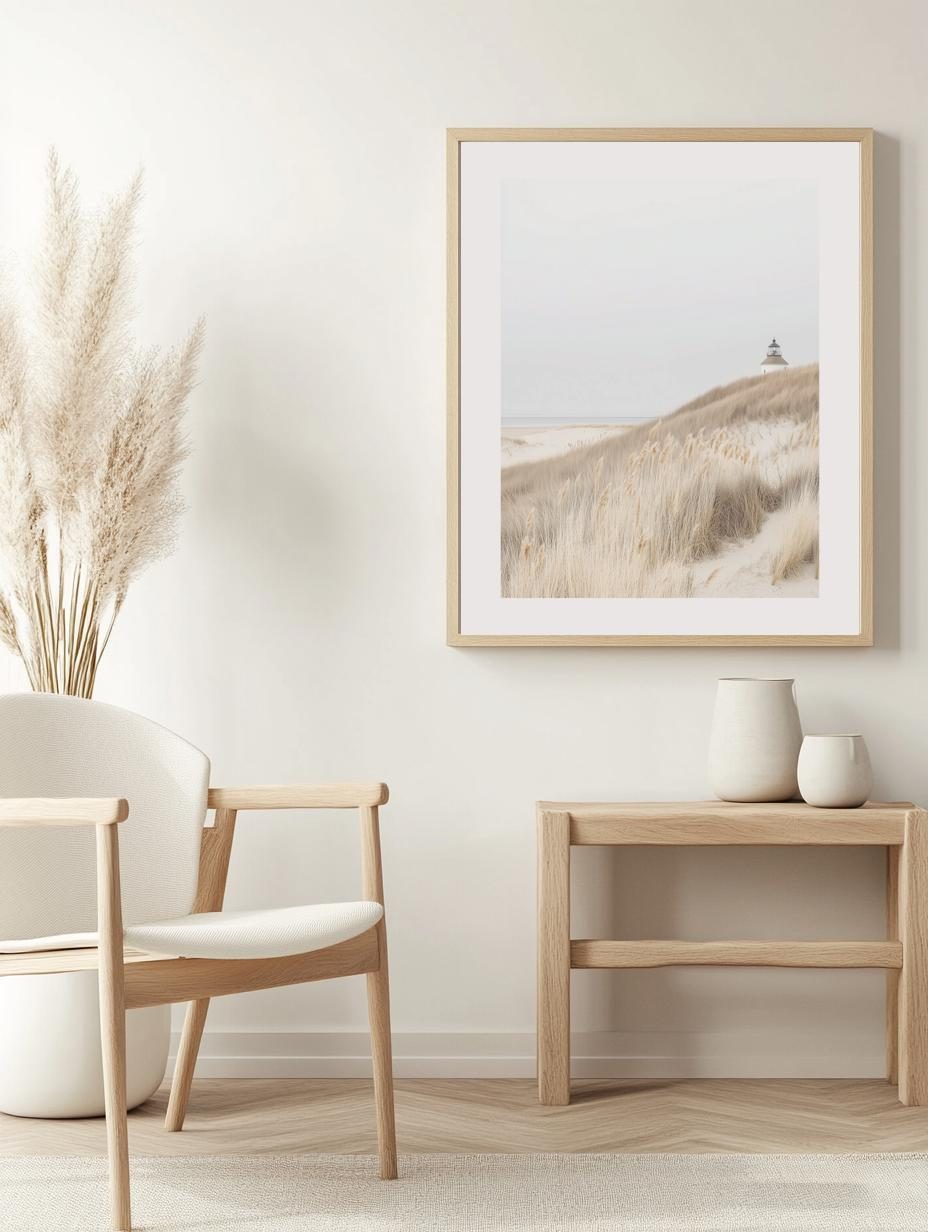 Lighthouse and Dune Grasses Poster