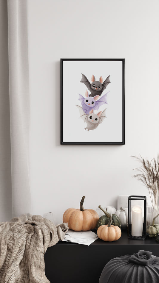 Cute Flying Bats Poster