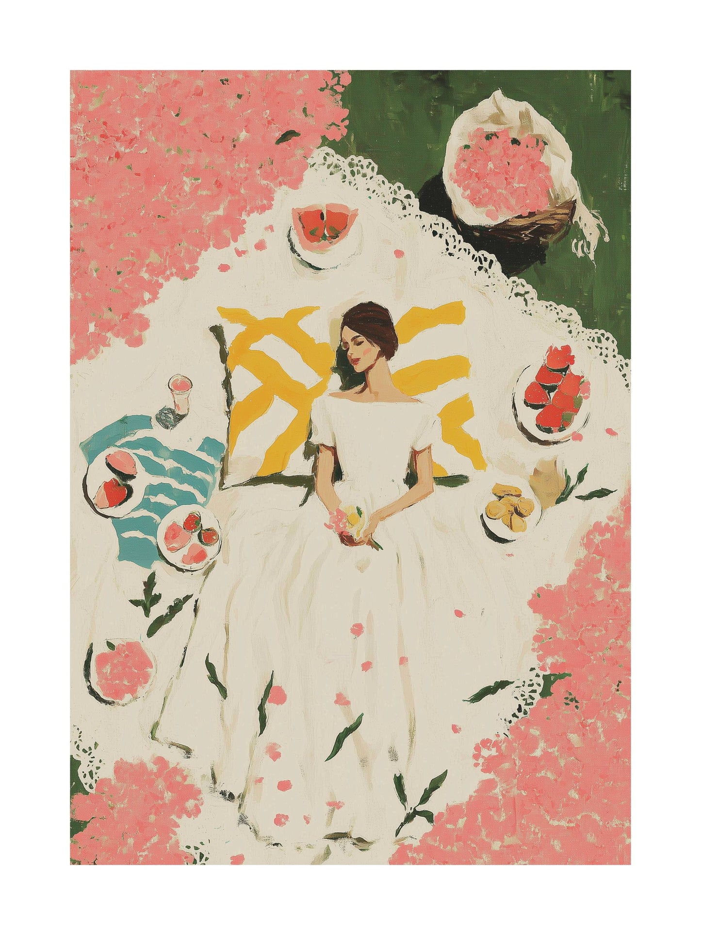 Poster of cartoon monkey DJing with fruit-themed decor