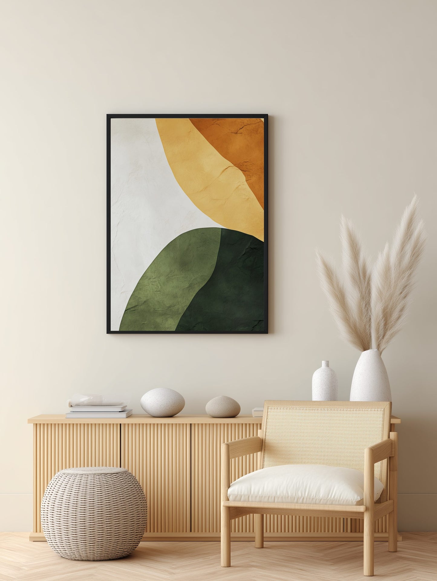 Geometric Moss Green Shapes Poster