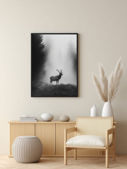 Misty Forest Stag Poster