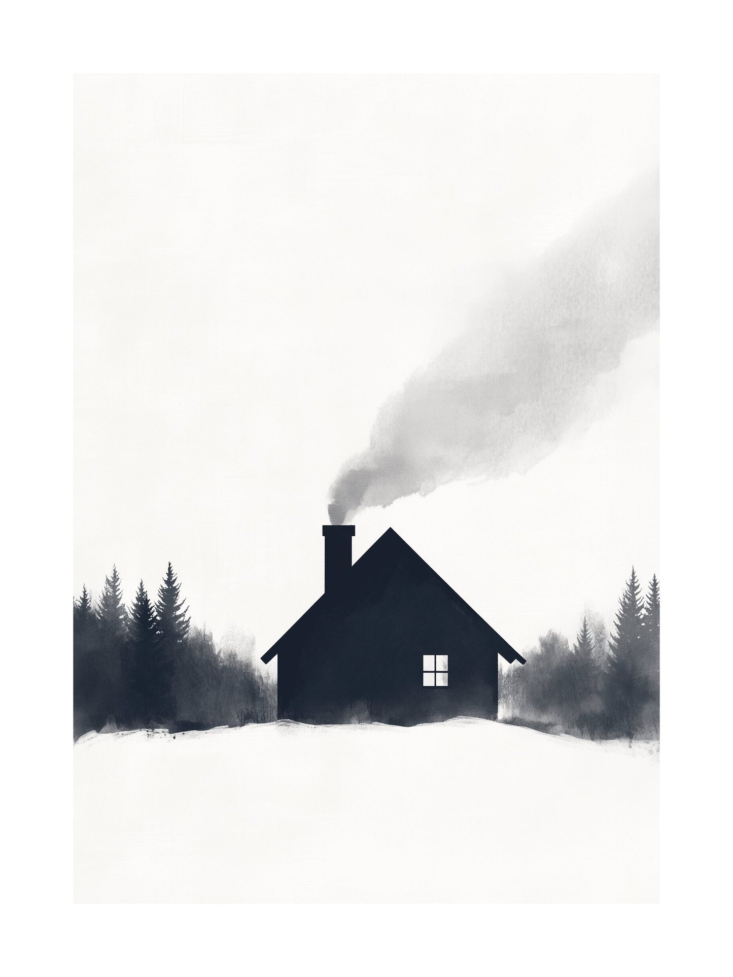 nordic cabin silhouette decorative wall art - modern poster for home or office