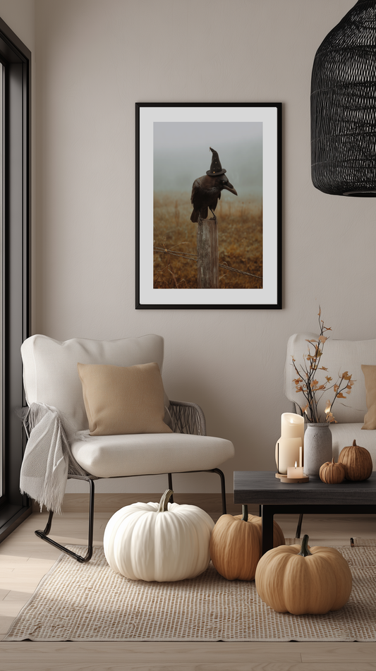 Raven with Witch Hat Poster