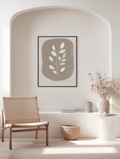 Rustic Leaf Motif on Beige Background Poster