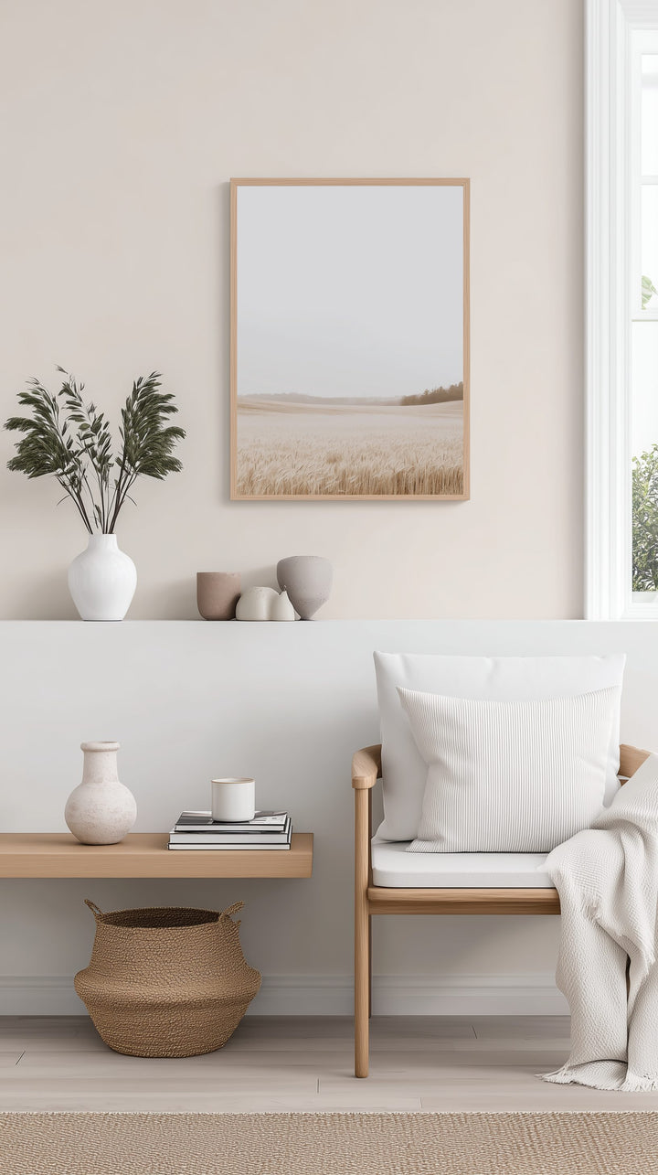 Misty Wheat Field Poster