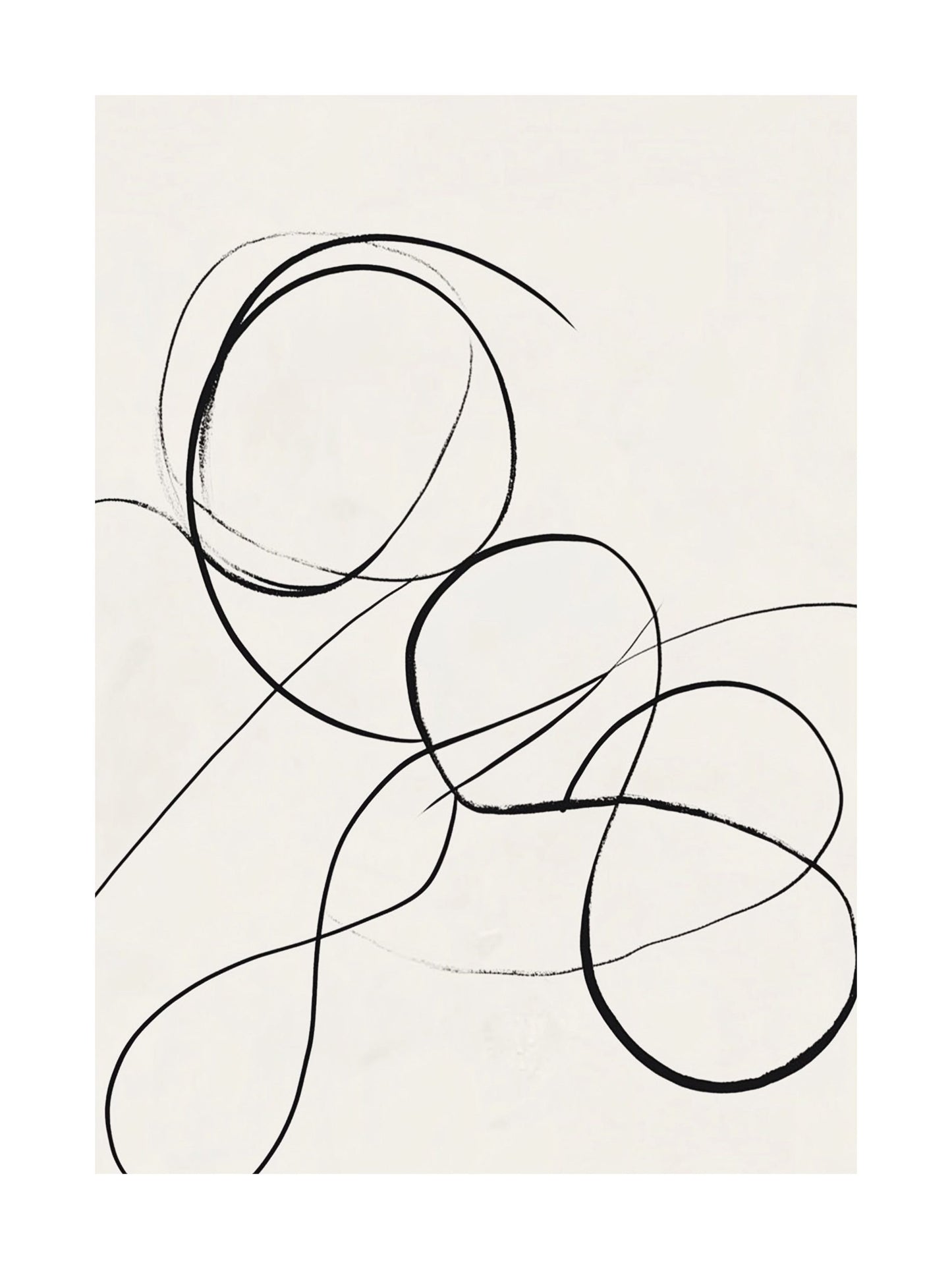Abstract black swirl line poster, ideal for modern home or office wall art decor.