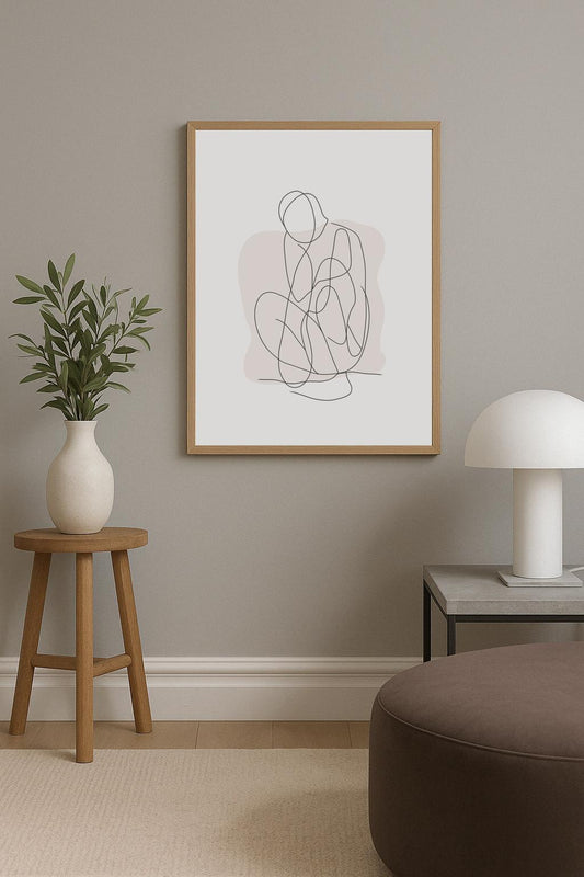 Crouching Figure Line Art Poster