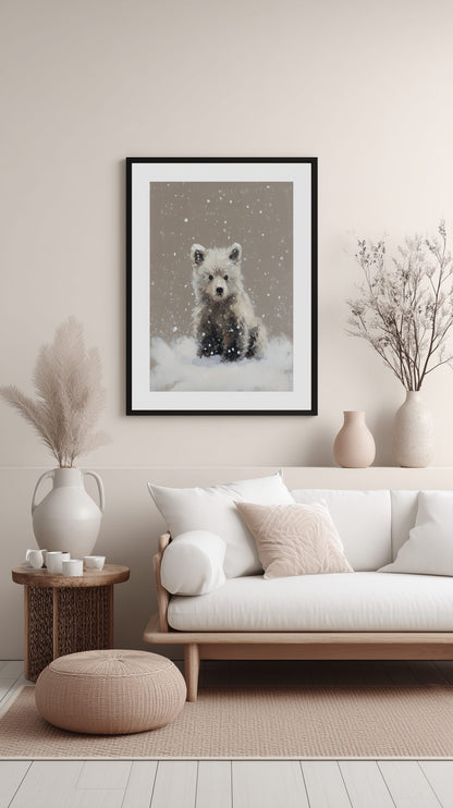 Snow Bear Cub Poster